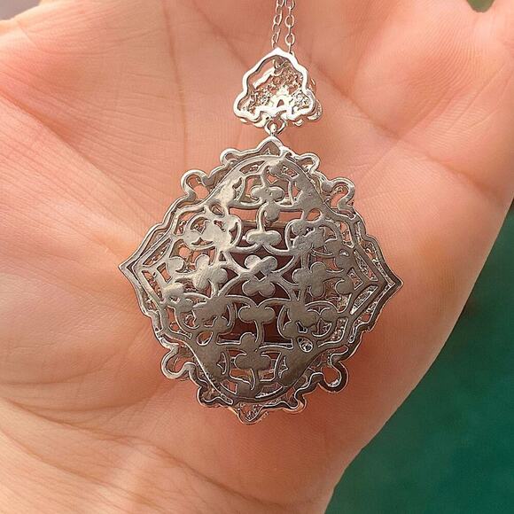 Antique Amethyst Pendant Necklace, Two Tone, Gold, Silver, Women’s, Gemstone, - Picture 7 of 7